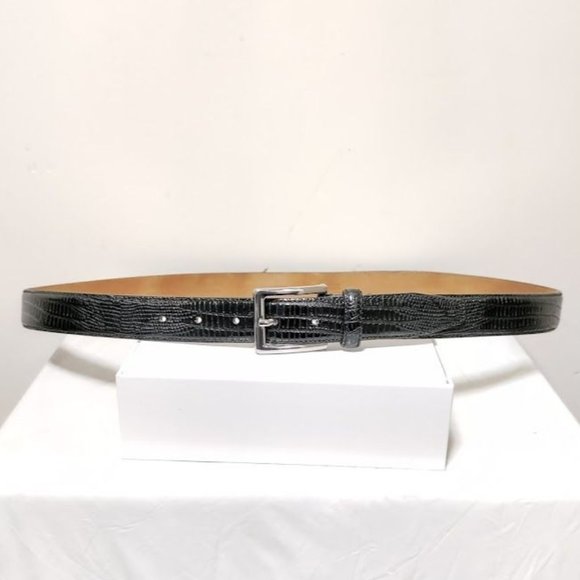 Saks Fifth Avenue Other - Saks Fifth Avenue Mens Italian Embossed Leather Square Buckle Belt Black 42